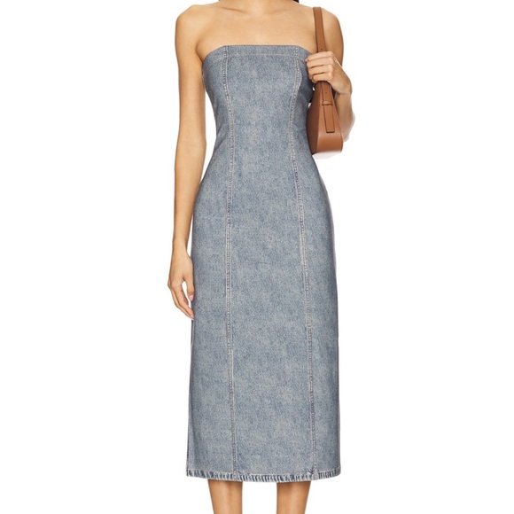rag & bone Dresses & Skirts - NWT Rag & Bone Jasmine Ponte Miramar Strapless Dress in Long Beach Blue Revolve